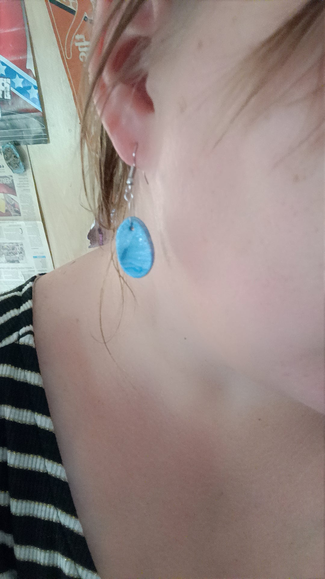 Handmade Marbled Sky Anxiety Relief Earring - Worry Stones For Your Ears!